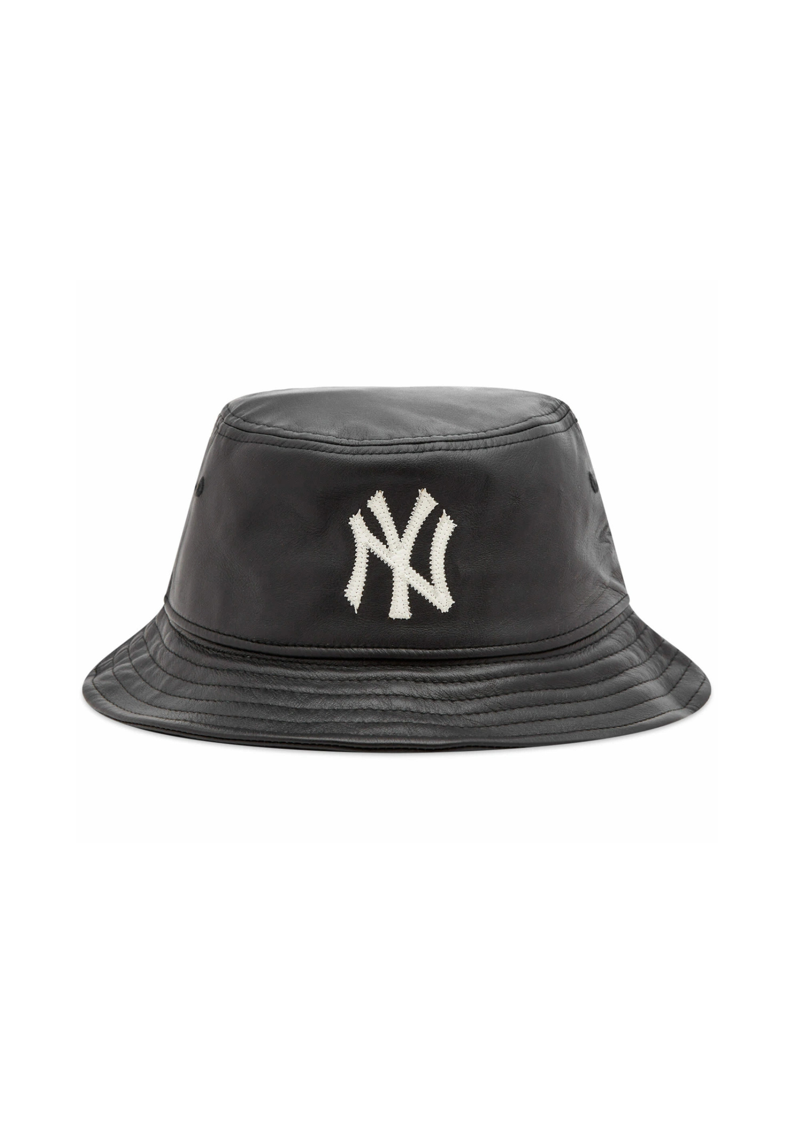 New Era Men's New York Yankees Leather Bucket Hat in Black