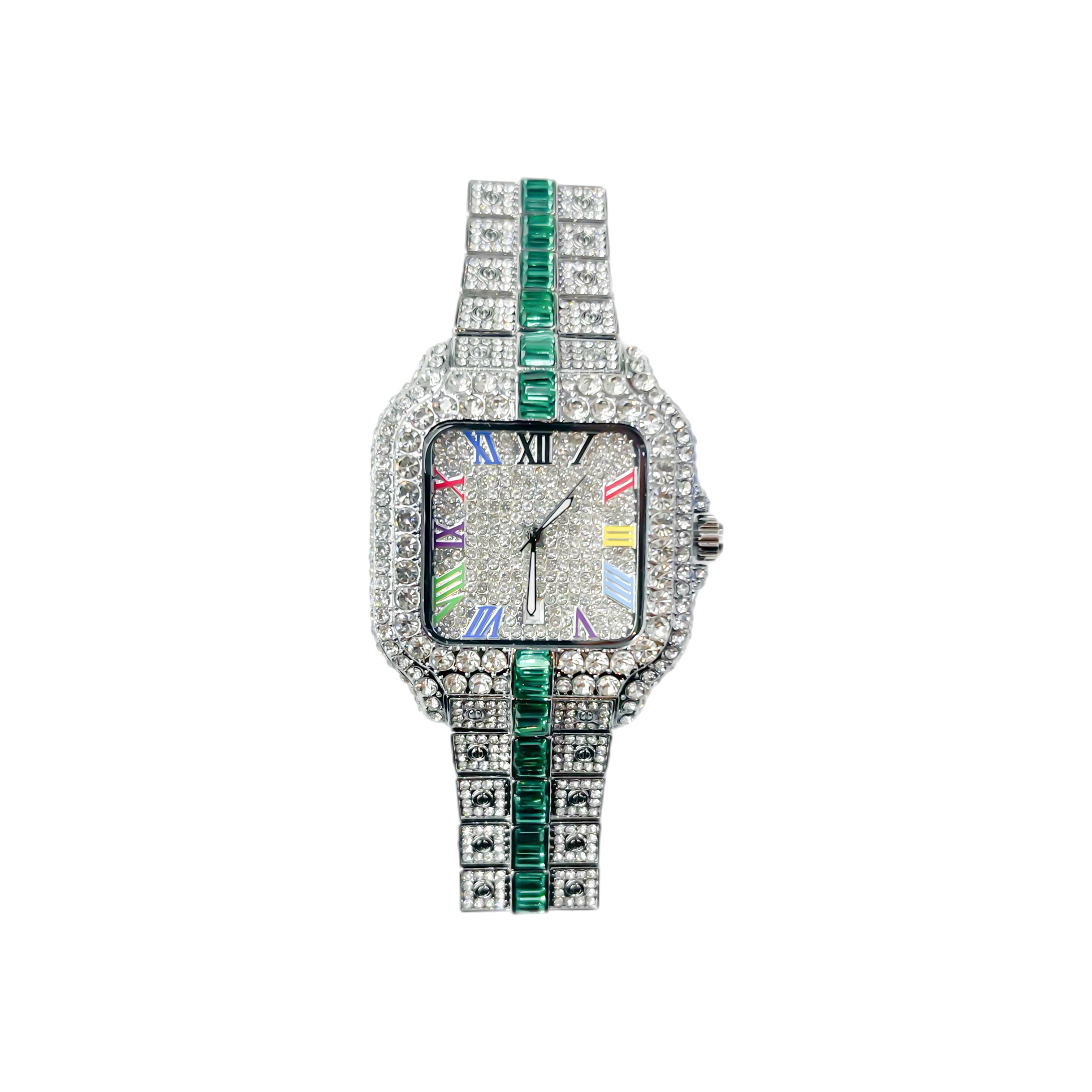 Iced Out CZ Stainless Steel Automatic Watch - Silver
