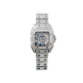 Iced Out CZ Stainless Steel Automatic Watch - Silver