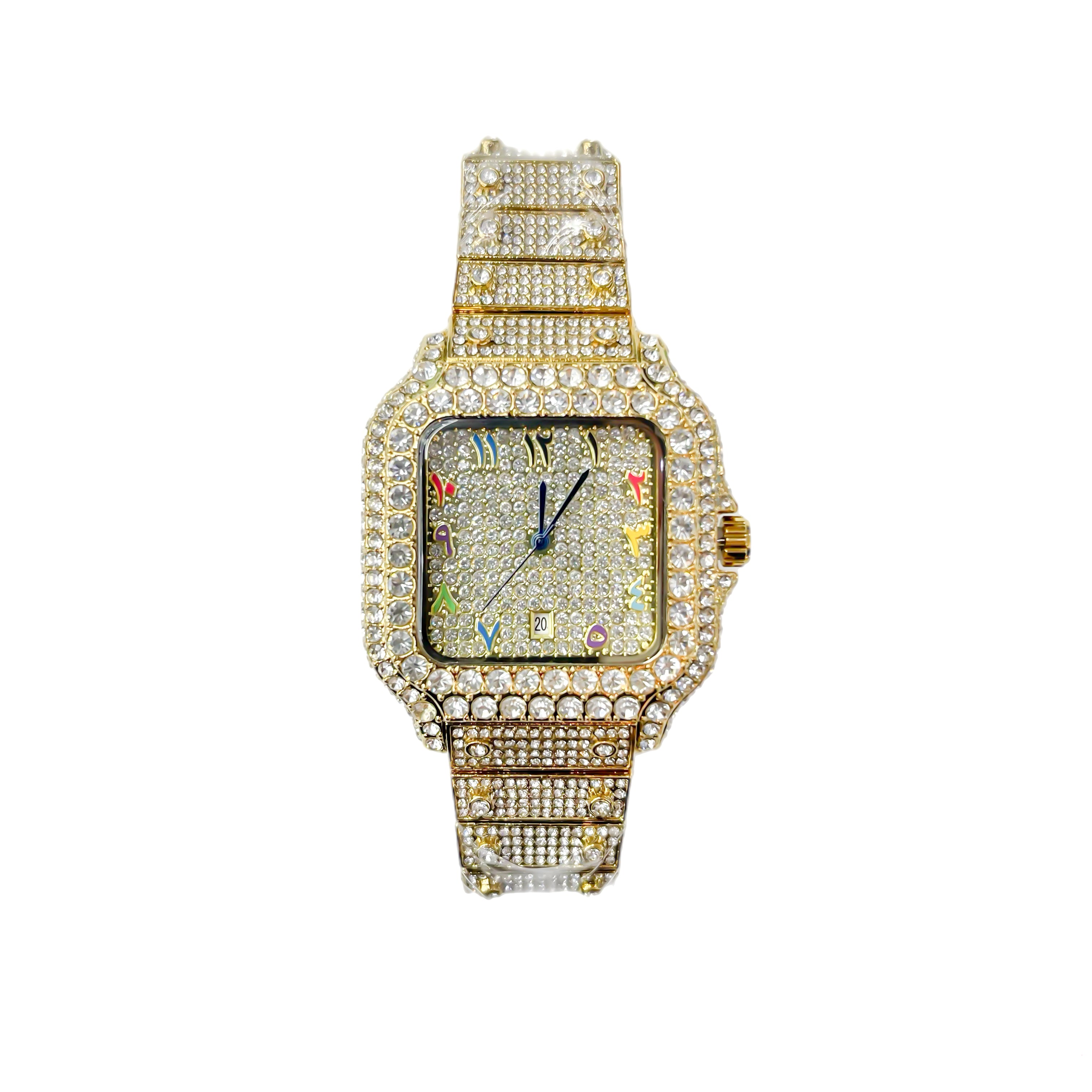 Iced Out CZ Stainless Steel Automatic Watch - Gold