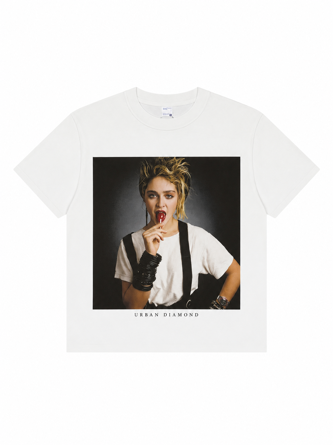 Urban Diamond Madonna Printed White Tee