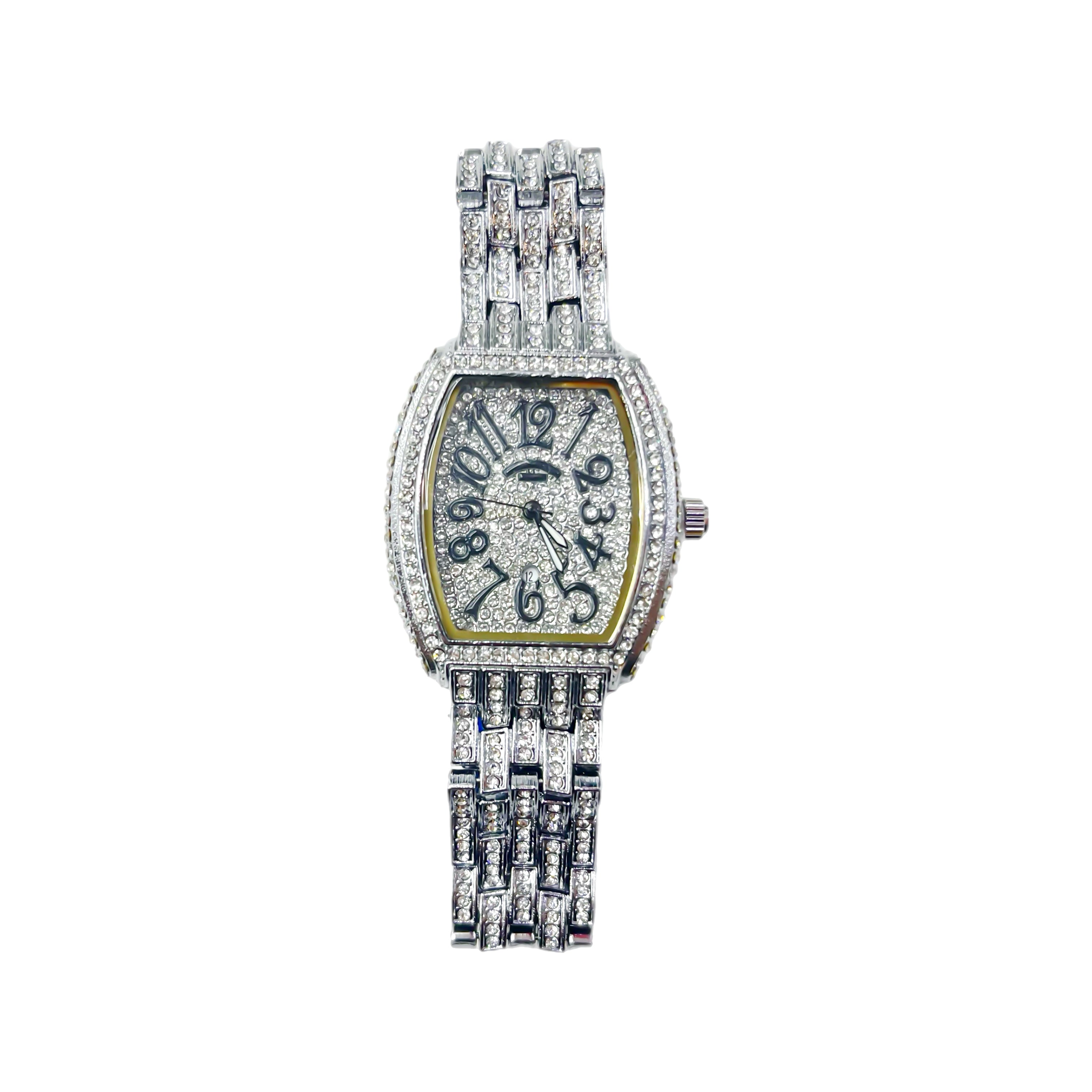 Iced Out CZ Stainless Steel Automatic Watch - Silver