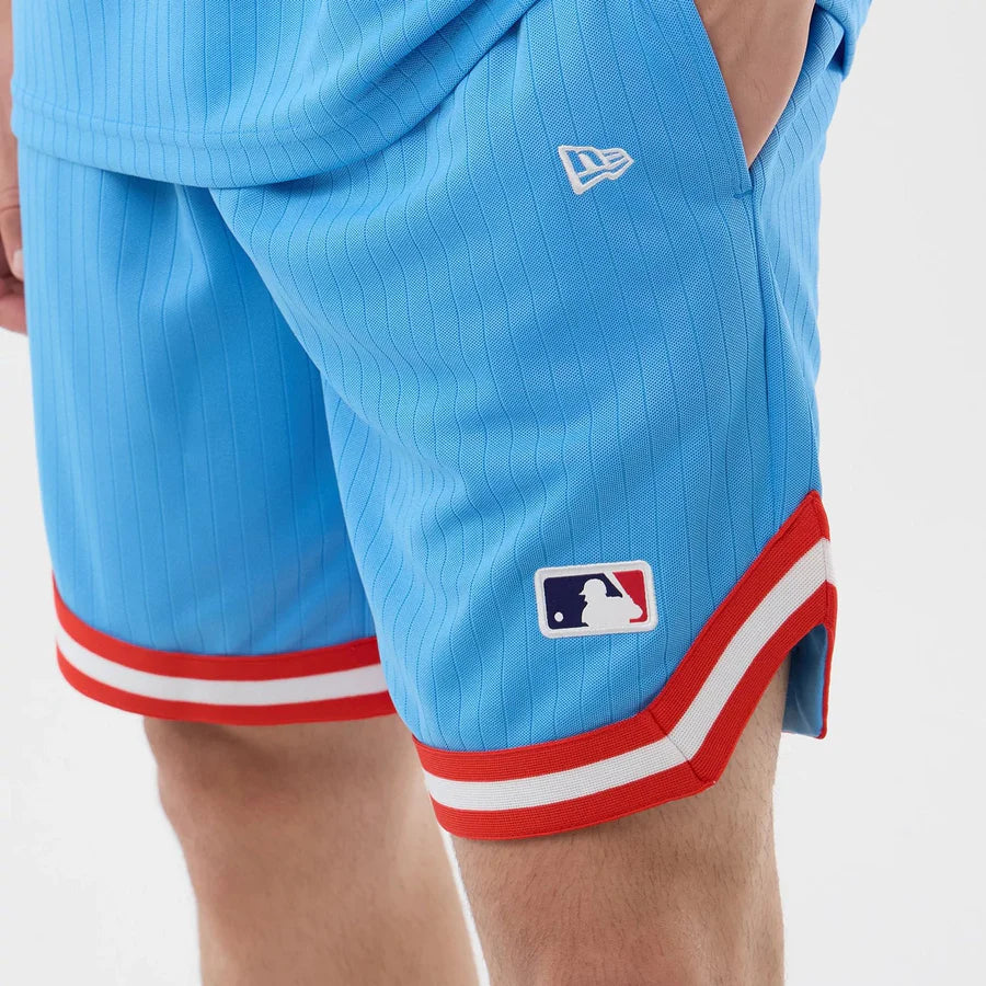 New York Yankees MLB Arch Pastel Blue Oversized Shorts
