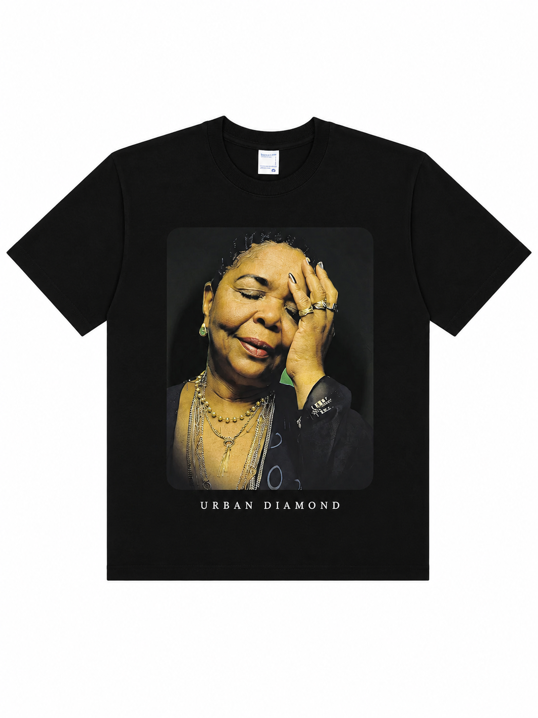 Urban Diamond Cesária Évora Printed Black Tee