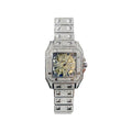Iced Out CZ Stainless Steel Automatic Watch - Silver