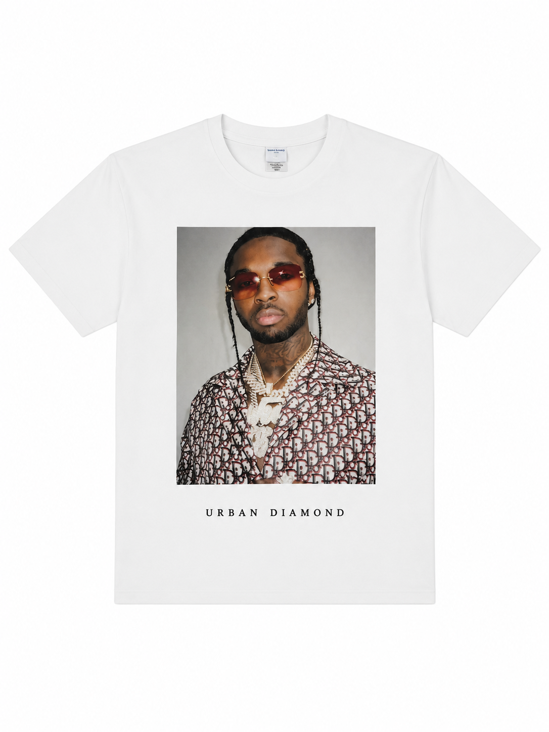 Urban Diamond Pop Smoke Printed White Tee