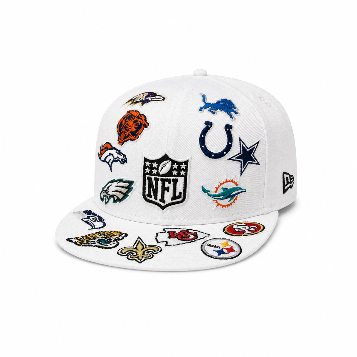New Era Flat Brim 59FIFTY All Over NFL White Fitted Cap