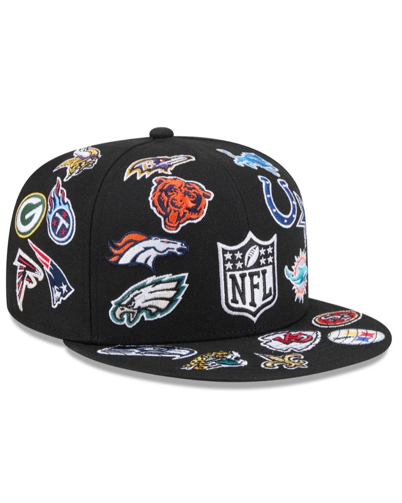 NFL All Over Black 59FIFTY Fitted Cap
