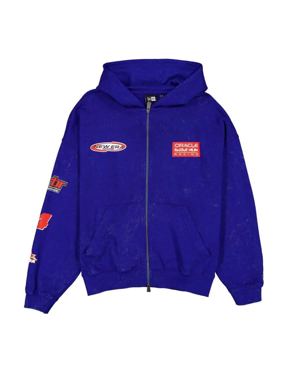 Red Bull Racing Graphic Blue Dropped Shoulder Full Zip Hoodie