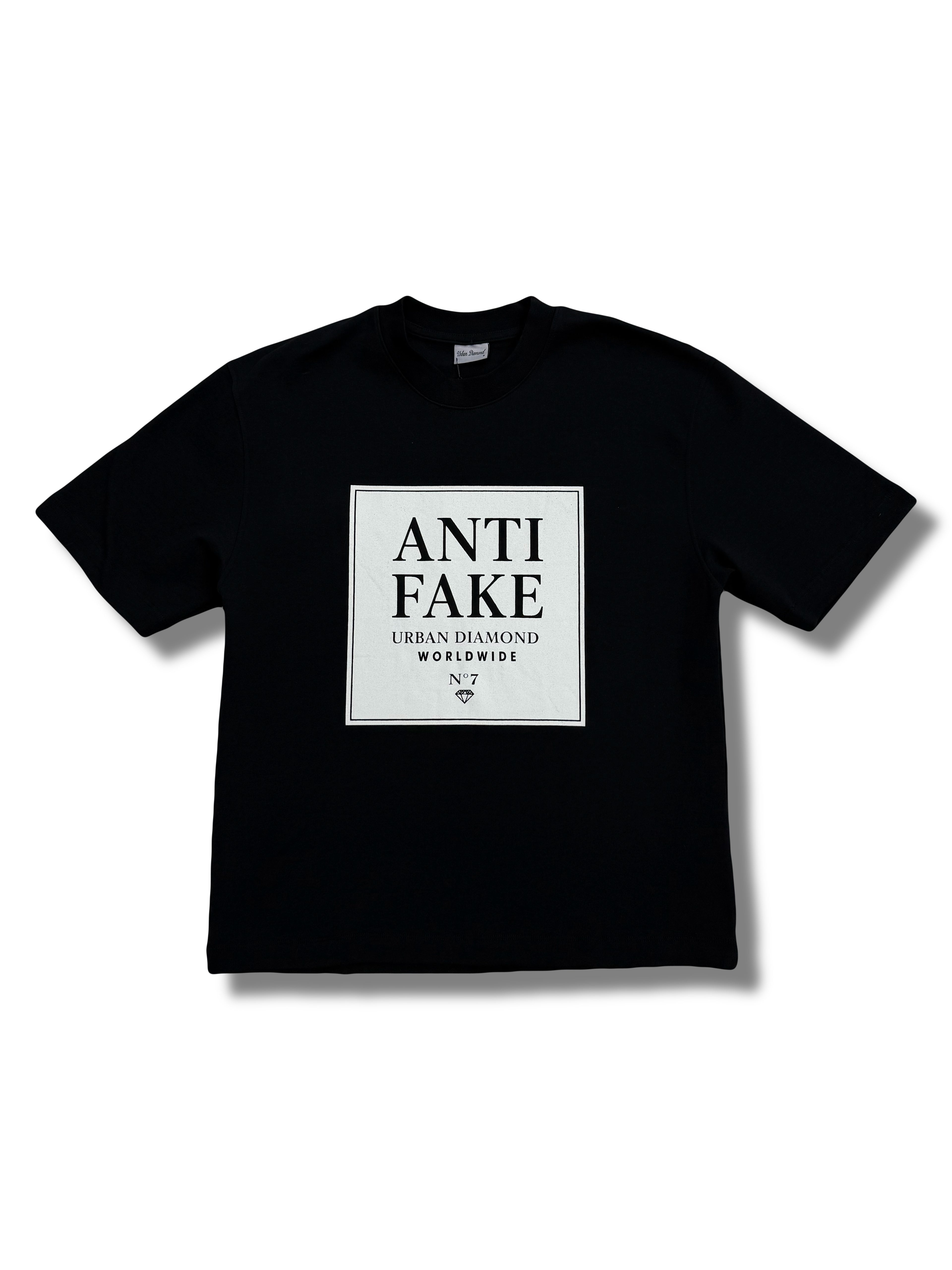 Urban Diamond "Anti Fake" Printed Black Tee