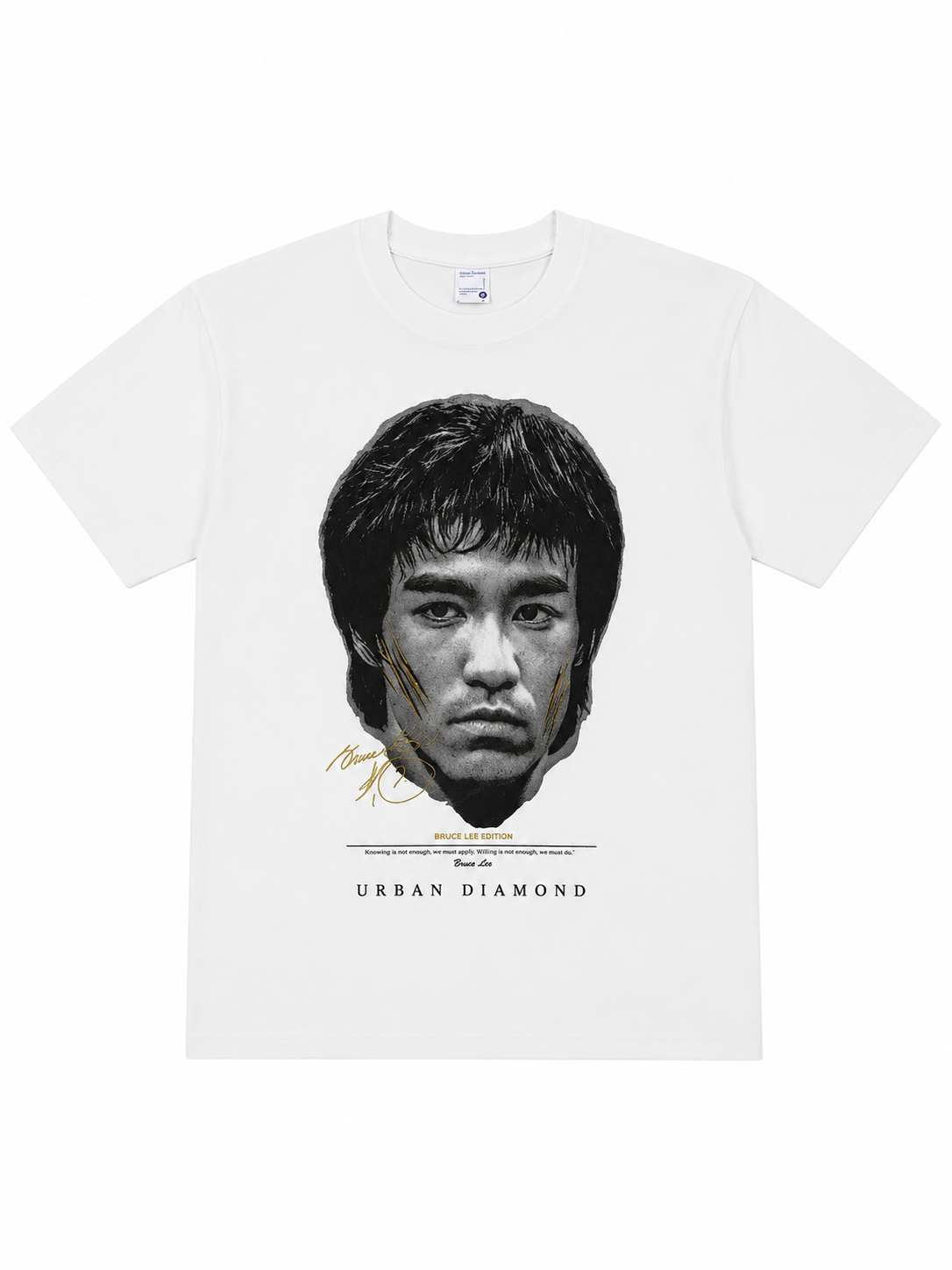 Urban Diamond Bruce Lee Printed White Tee