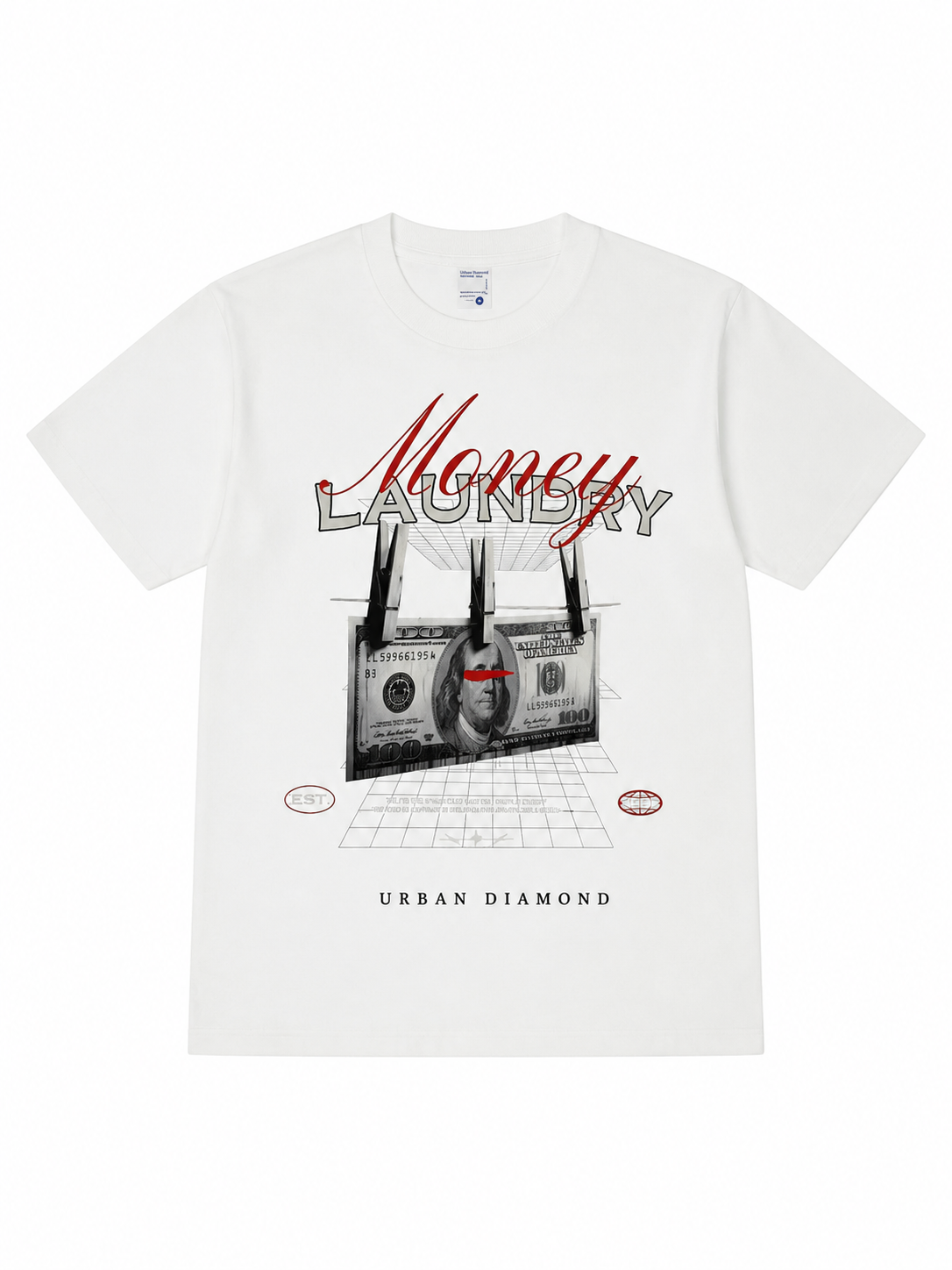 Urban Diamond Printed White Tee