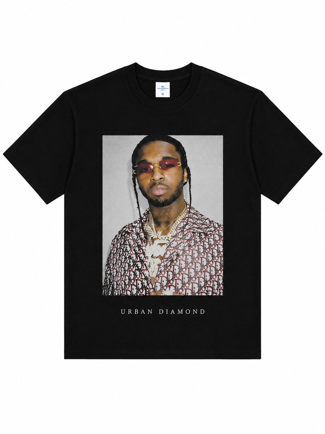 Urban Diamond Pop Smoke Printed Black Tee