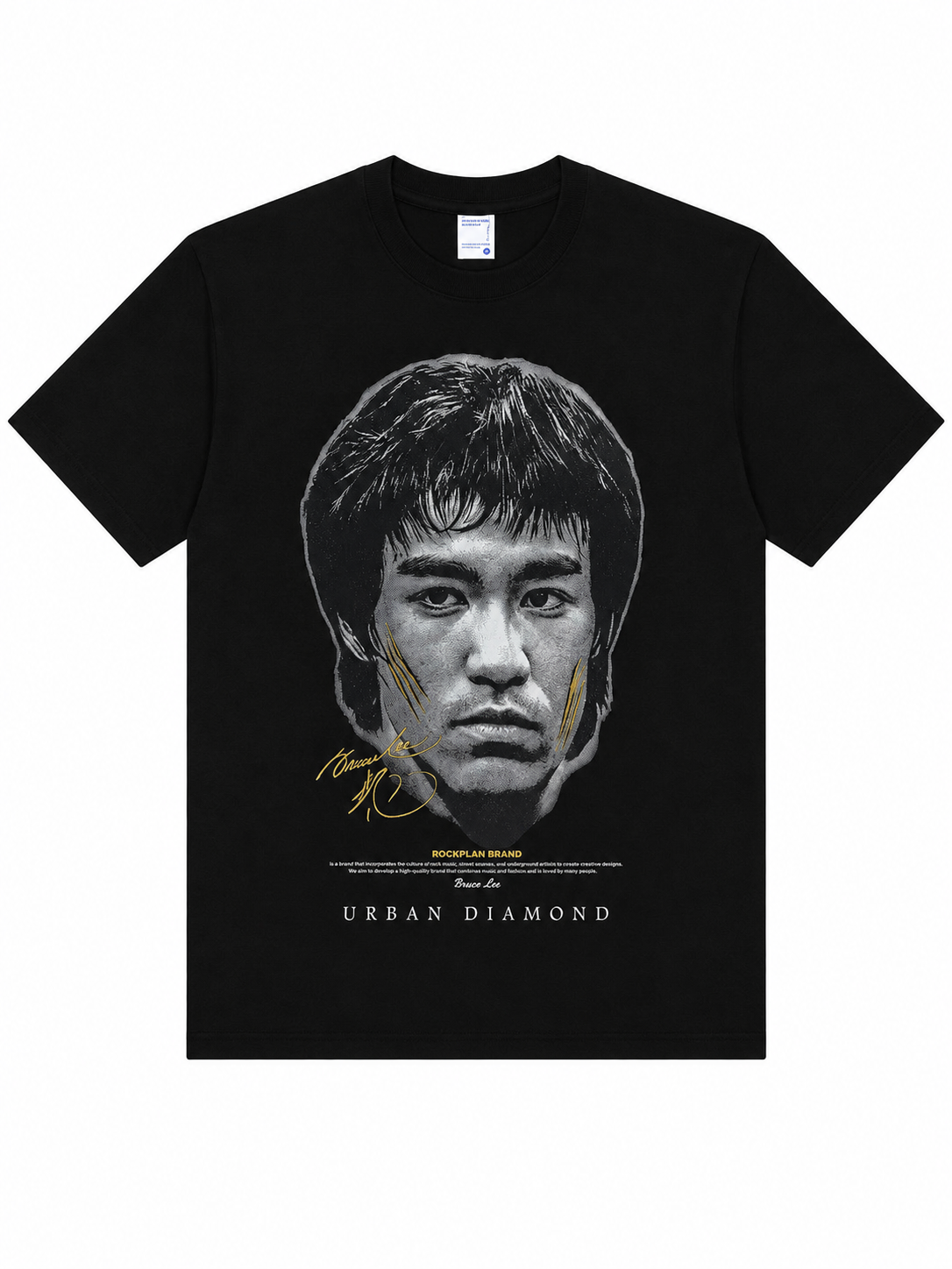 Urban Diamond Bruce Lee Printed Black Tee