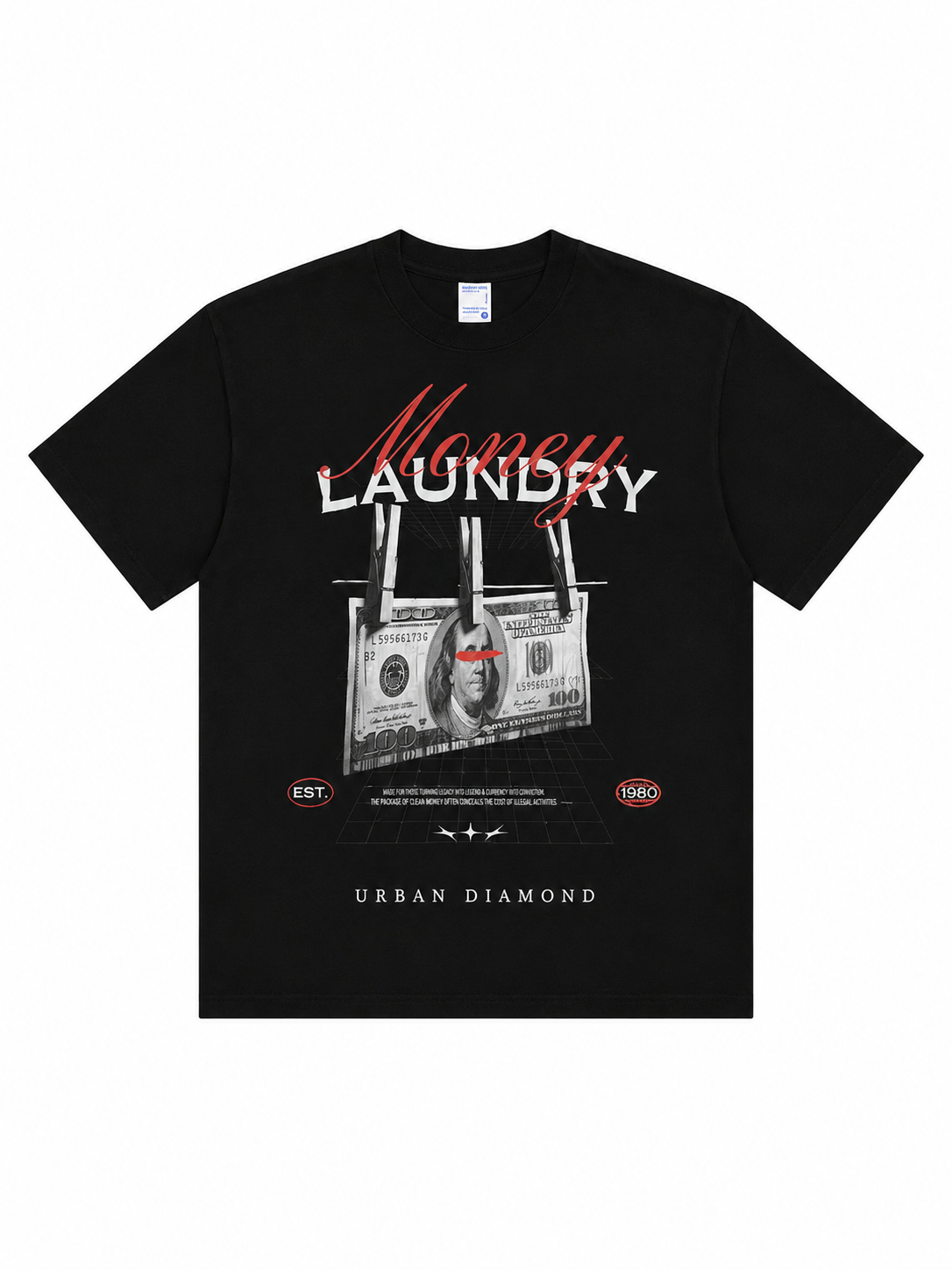 Urban Diamond Printed Black Tee