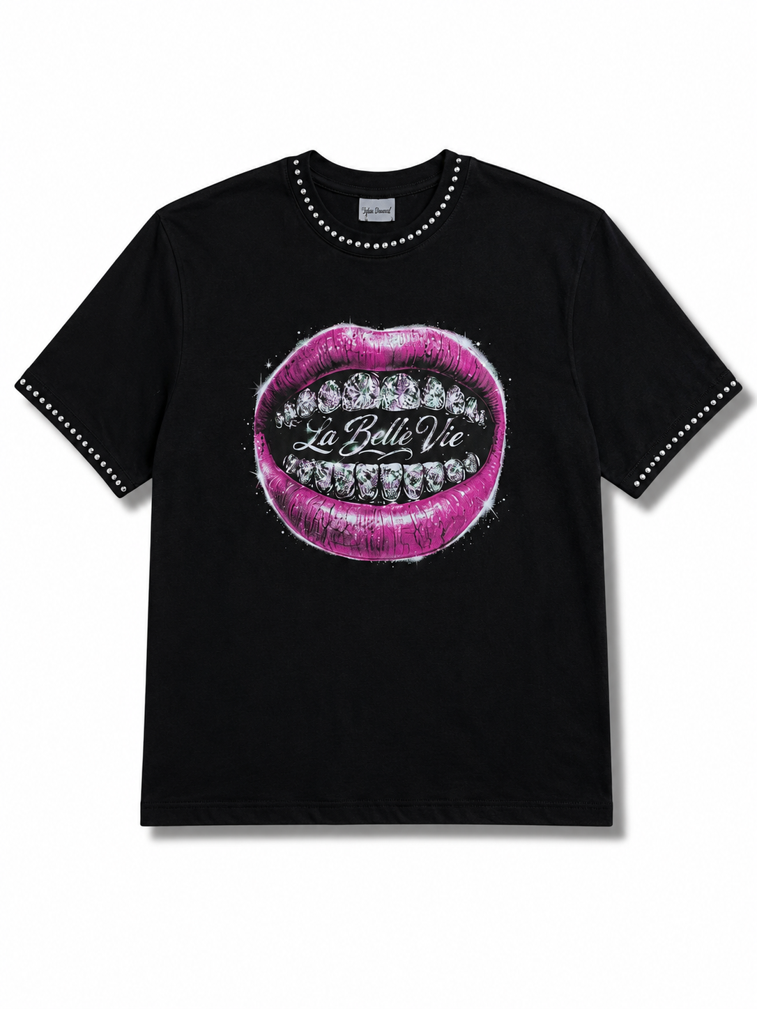 La Belle Vie Printed Black Tee